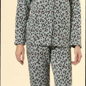 Pigiama Modello Camicia Stampa Animalier in Punto Milano Bisbigli