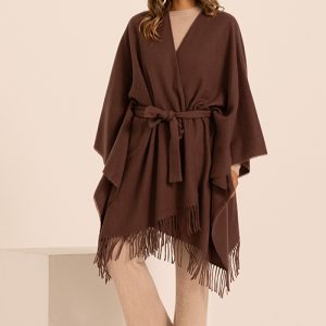 mantella con frange e cintura Maryplaid