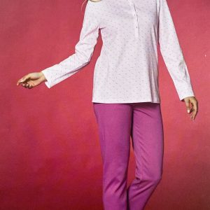 Pigiama Donna Serafino in Caldo Cotone Fantasia Rosa Linclalor