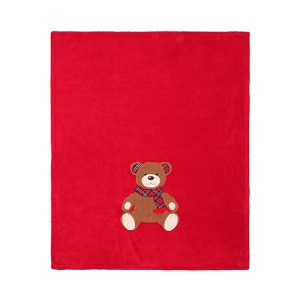 Plaid con ricamo orsetto di peluche