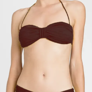 Bikini Twinset a Fascia con Drappeggio e Nodo Centrale – Slip Brasiliano Fisso