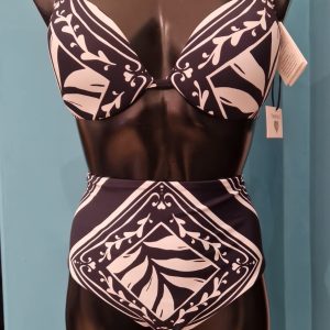Bikini effetto push up con ferretto fantasia blu e bianco taglia 5C