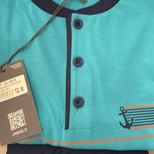 Pigiama Corto Uomo Jamas in 100% Cotone – Maglia Color Capri | Taglie M-L