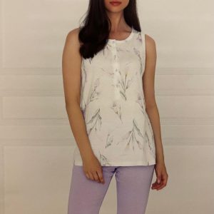 Pigiama Donna Serafino con Maglia a Fantasia e Bermuda