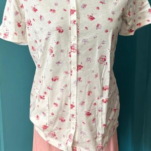 Pigiama Donna a Mezza Manica con Maglia Aperta a Fantasia e Pantalone Corto