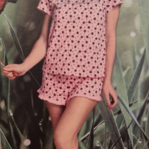 Pigiama corto estivo donna Di Maestro LADYBUG grigio api e rosa coccinelle