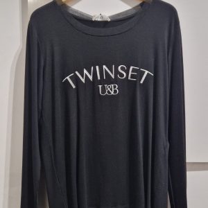 Blusa Twinset in viscosa con logo ricamato nero