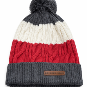 Berretto Uomo U.S. Polo Assn. in Maglia Tricolore con Pompon