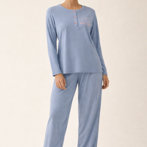 Pigiama donna Bisbigli in cotone 100% con stampa “I Love the Sea”
