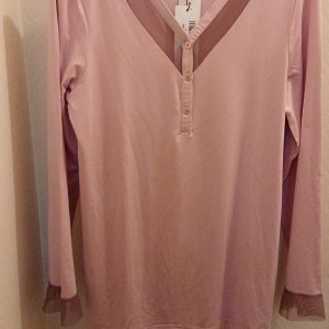 Pigiama donna lungo Bisbigli in viscosa rosa con dettagli a contrasto