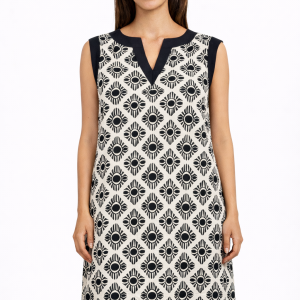 Abito Donna Fantasia Geometrica Bianco e Nero Bisbigli