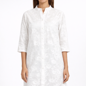 Camicione Donna Bianco Ricamato Bisbigli – Copricostume Elegante in Cotone