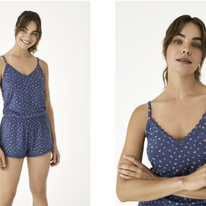 Pigiama donna Promise canotta e pantaloncino blu fantasia