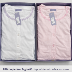 Pigiama donna cotone tinta unita con pizzo – taglia 60