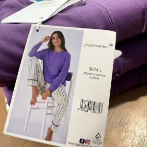 Pigiama donna in cotone PiGiamiaMoci con pantalone a righe – due varianti colore