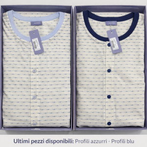 Pigiama uomo/donna cotone fantasia rigata con bottoni – 2 varianti (ultimi pezzi)