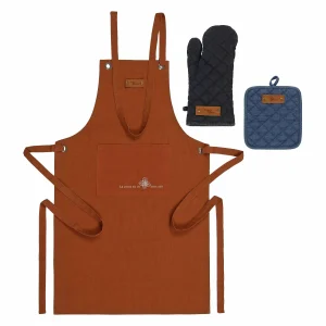 Set cucina guantone, grembiule, presina e cesto Acqua e Farina THUN