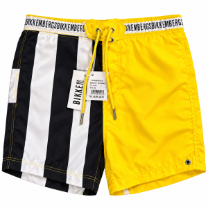 Bikkembergs Costume Uomo Boxer Giallo con Pannello a Righe – Ultimo Pezzo Taglia S