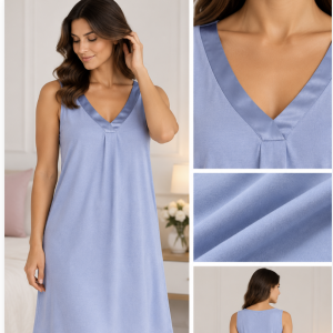 Camicia da notte donna Bisbigli a spalla larga con scollo a V in raso