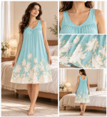 Camicia da notte donna Bisbigli a spalla larga con stampa floreale sul fondo