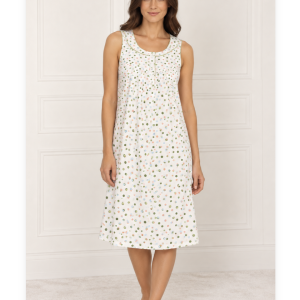 Camicia da notte donna Linclalor a spalla larga fantasia pois multicolor