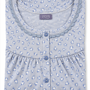 Camicia da notte donna Linclalor azzurra a spalla larga con pizzo