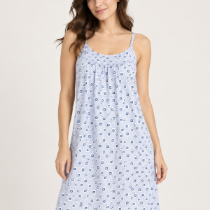 Camicia da notte donna Linclalor azzurra con spalline – Taglie fino alla 58