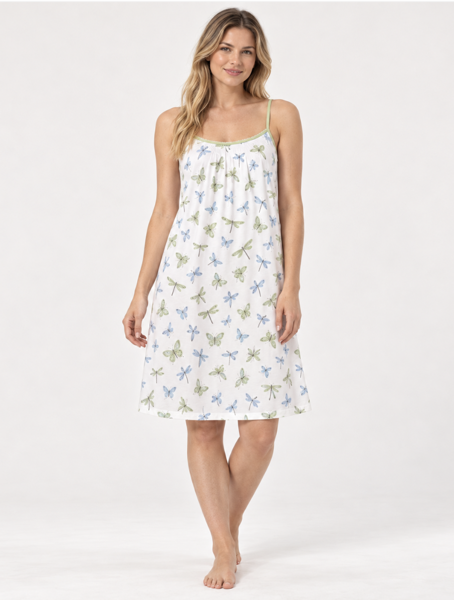 Camicia da notte donna Linclalor con spalline fantasia libellule