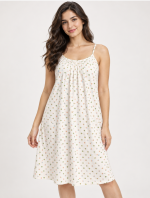 Camicia da notte donna Linclalor con spalline fantasia pois – Taglie fino alla 58