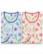 Camicia da notte donna Linclalor con stampa tulipani – 2 colori