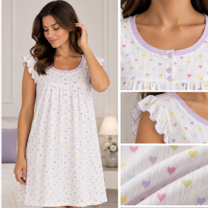 Camicia da notte donna Linclalor fantasia cuori multicolor – Ultimo pezzo taglia 44