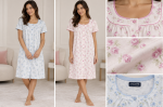 Camicia da notte donna Linclalor in cotone fantasia floreale – 2 colori