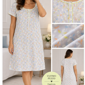 Camicia da notte donna Linclalor in cotone fantasia multicolor – Ultimo pezzo taglia 44