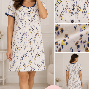 Camicia da notte donna Linclalor in cotone fantasia multicolor – Ultimo pezzo taglia 48