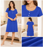 Camicia da notte donna blu con pizzo alle maniche – Linclalor