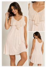 Camicia da notte donna con volant sul décolleté – Verdiani