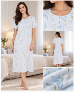 Camicia da notte donna floreale con serafino – Linclalor