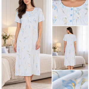 Camicia da notte donna floreale con serafino – Linclalor