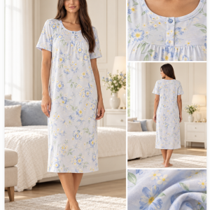 Camicia da notte donna floreale taglie comode 60-62-64 – Linclalor