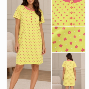 Camicia da notte donna lime con fantasia floreale – Bee Cool by Bisbigli
