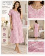 Camicia da notte donna rosa floreale con serafino – Linclalor