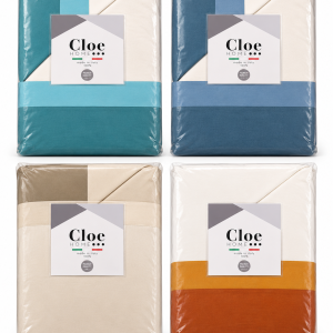 Completo Lenzuola Matrimoniale Cloe Home in Flanella Color Block