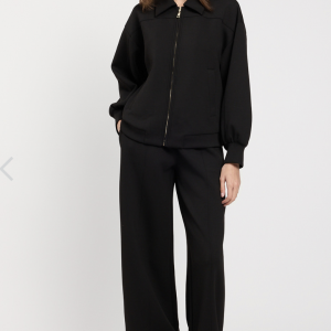 Completo Twinset con Giacca Zip e Pantalone Palazzo Nero