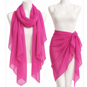 Foulard pareo donna tinta unita leggero – disponibile bianco, nero e fuxia