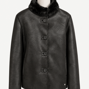 Giacca Donna Ragno Double in Vegan Fur con Collo in Eco Pelliccia
