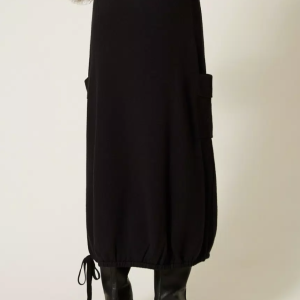 Gonna Lunga Twinset in Maglia di Viscosa con Tasche Cargo e Coulisse