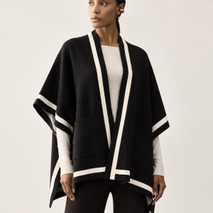 Iconique Mantella Donna in Maglia con Profili a Contrasto