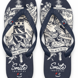 Infradito Uomo Smile Industry Blu con Fantasia Marina