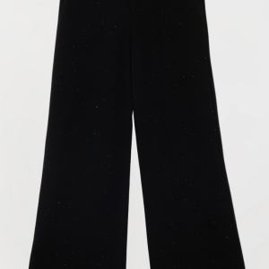 Pantalone Twinset Palazzo in Maglia con Micro Strass