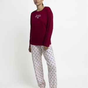 Pigiama Donna Admas Je T’Aime in Cotone – Bordeaux